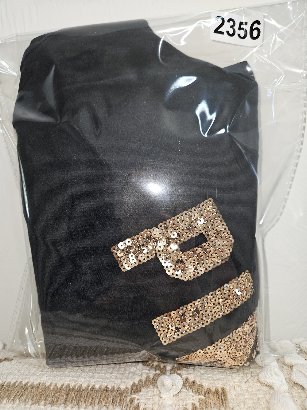 Victoria's Secret PINK Black Sequin Logo Rose Gold Leggings Women's Large - Picture 13 of 13